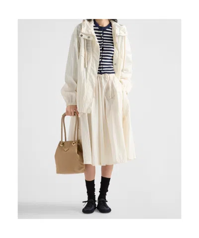 Prada Striped Three-quarter Sleeve Knit Cardigan In Black