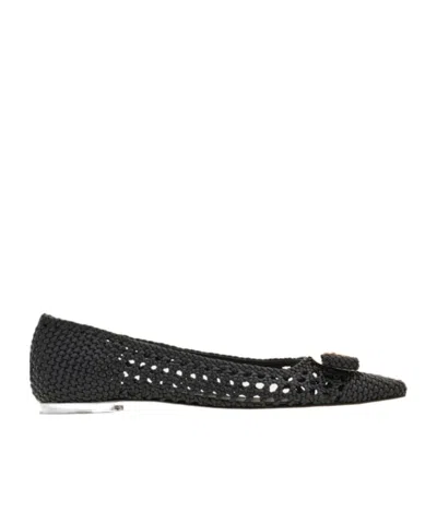 Ferragamo Ballet Flat With New Vara Buckle In Black