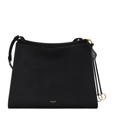 Alaïa Le Click Medium Curve Shoulder Bag In Glossy Leather In Black