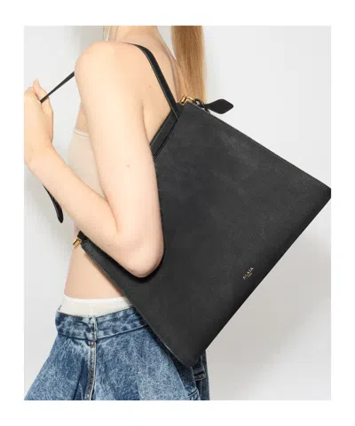 Alaïa Le Click Medium Curve Shoulder Bag In Glossy Leather In Black