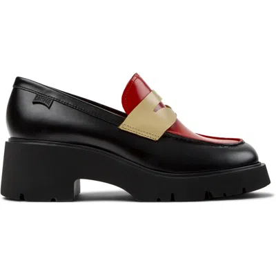 Camper Multicolor Leather Moccasins For Women. In Black