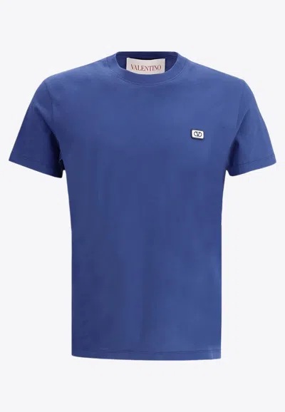 Valentino Vlogo Patch Crewneck T-shirt In Blue