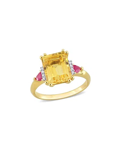 Rina Limor Silver 3.54 Ct. Tw. Diamond & Citrine & Ruby Ring