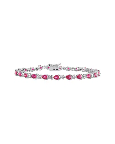 Rina Limor Silver 5.28 Ct. Tw. Lab-grown Ruby Bracelet
