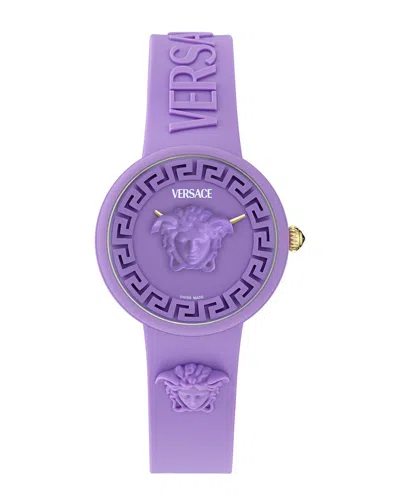 Versace 38mm Medusa Pop Watch With Silicone Strap And Matching Case, Purple