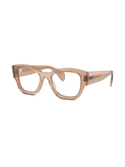 Ray Ban Womens Tan Rb7681v Jorge Square-frame Acetate Optical Glasses In Brown