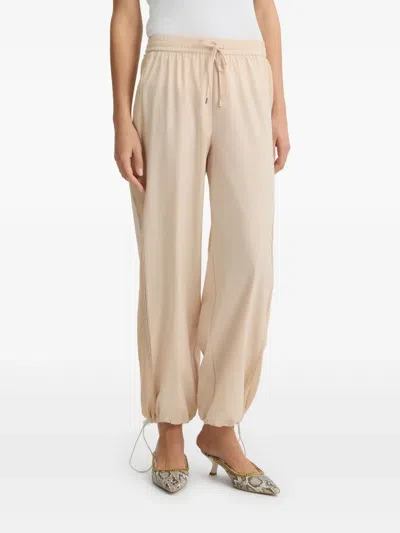 Liu •jo Beige Trousers With Drawstring In Neutrals