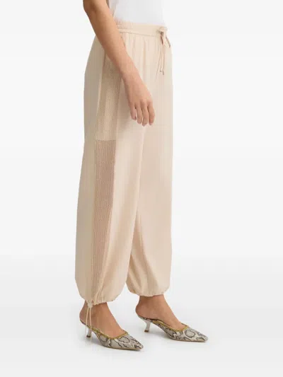 Liu •jo Beige Trousers With Drawstring In Neutrals