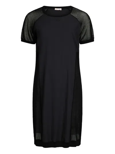 Liu •jo Black Dress With Mesh Inserts In Black