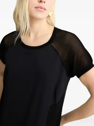 Liu •jo Black Dress With Mesh Inserts In Black