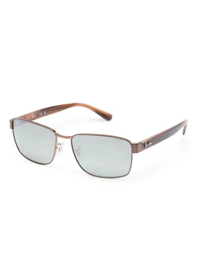 Ray Ban Rectangle-frame Sunglasses In Brown