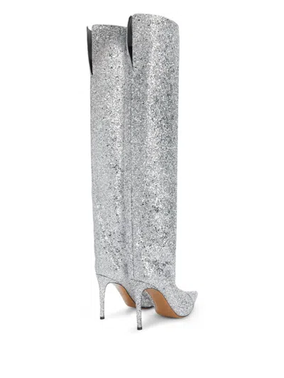 Alexandre Vauthier 90mm Viola Glittered Boots In Silver