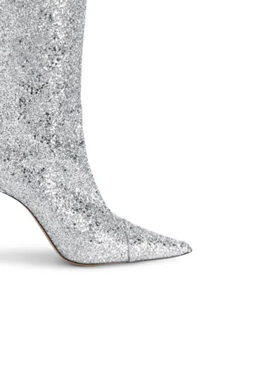 Alexandre Vauthier 90mm Viola Glittered Boots In Silver