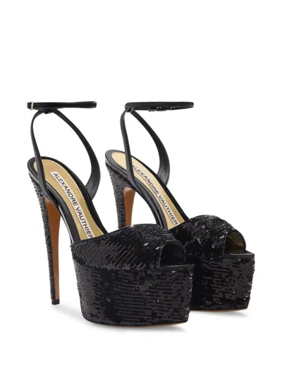 Alexandre Vauthier 116mm Sequin-embellished Sandal In Black