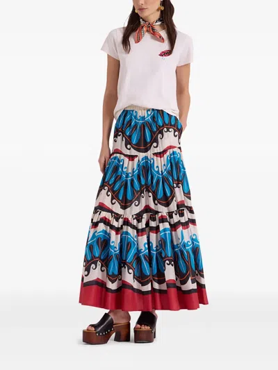 La Doublej Abstract-print Maxi Skirt In Neutrals