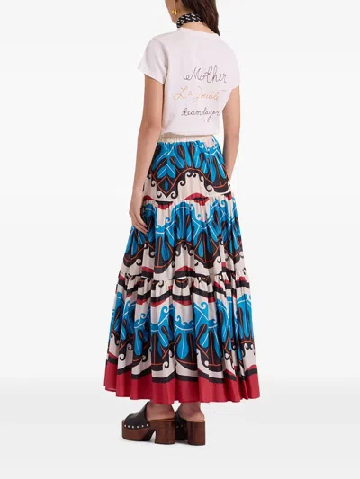La Doublej Abstract-print Maxi Skirt In Neutrals