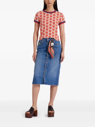La Doublej Itty Bitty Double Binding Ringer T-shirt In Orange