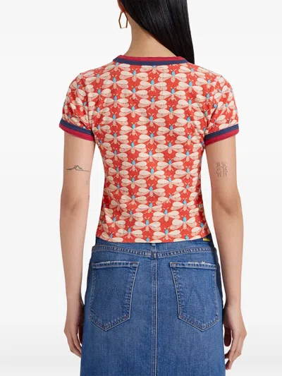 La Doublej Itty Bitty Double Binding Ringer T-shirt In Orange