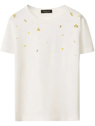Fabiana Filippi Bead-embellished T-shirt In White