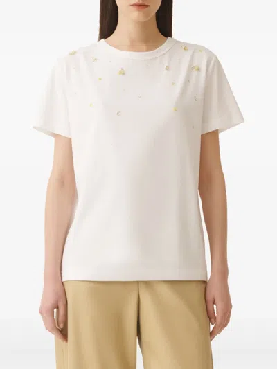 Fabiana Filippi Bead-embellished T-shirt In White