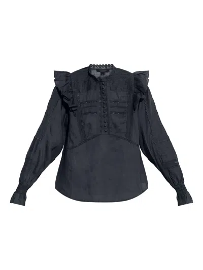 Allsaints Heather Ruffle Top In Blue