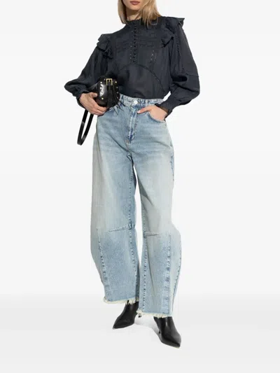 Allsaints Heather Ruffle Top In Blue