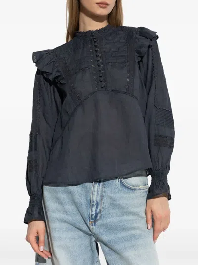 Allsaints Heather Ruffle Top In Blue