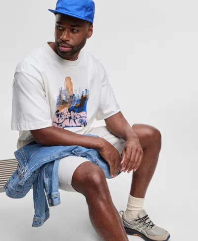 Mode Of One Mens Redefine Ordinary Relaxed Fit Graphic T Shirt Solid Ripstop Shorts Exclusively At Macys In White
