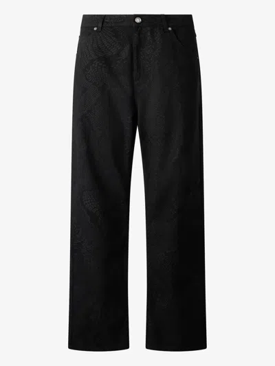 Roberto Cavalli Python-print Trousers In Black