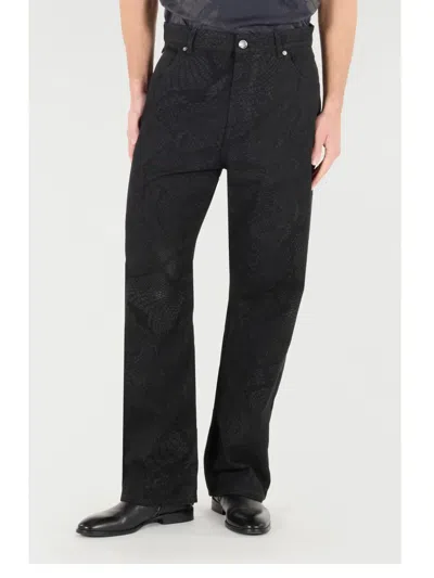Roberto Cavalli Python-print Trousers In Black