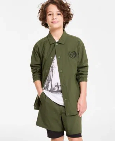 Macy's Little Big Boys Pickleball Club Coach Jacket Los Angeles Graphic T Shirt Layered Look Shorts Exclusi In Seaweed