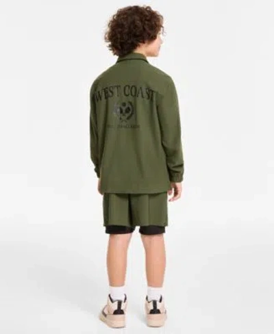 Macy's Little Big Boys Pickleball Club Coach Jacket Los Angeles Graphic T Shirt Layered Look Shorts Exclusi In Seaweed
