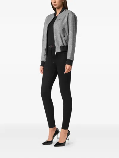 Philipp Plein Cropped Bomber Jacket In Black