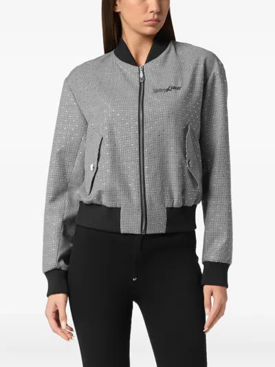 Philipp Plein Cropped Bomber Jacket In Black