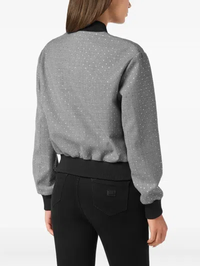 Philipp Plein Cropped Bomber Jacket In Black