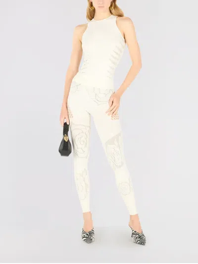 Roberto Cavalli Tank Top With Perforated Zebra Pattern In Neutrals