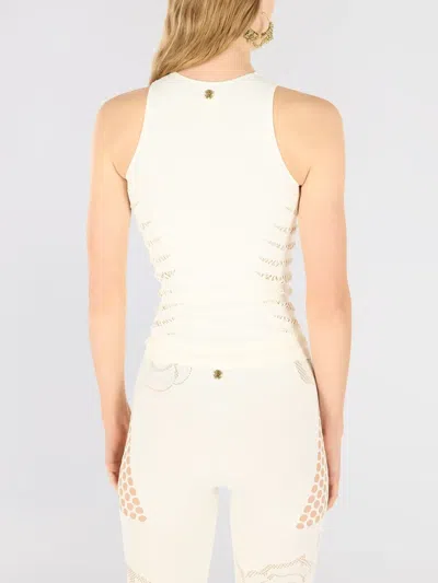 Roberto Cavalli Tank Top With Perforated Zebra Pattern In Neutrals