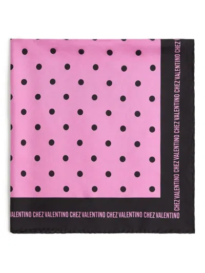 Valentino Silk Scarf In Black/fuchsia