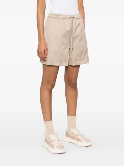 Fendi Logo-patch Shorts In Neutrals