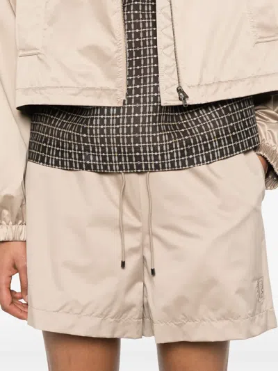 Fendi Logo-patch Shorts In Neutrals
