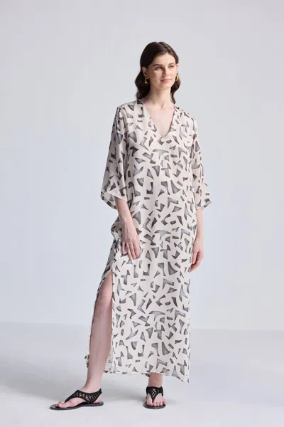 Reistor Maxi Dress With Side Slits In Mosaic In White