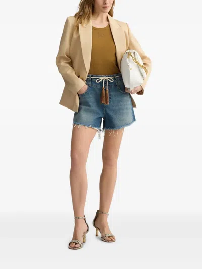Liu •jo Edge-trimmed Belted Denim Shorts In Blue