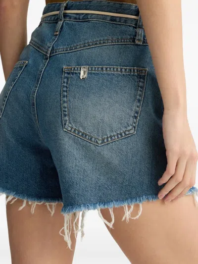 Liu •jo Edge-trimmed Belted Denim Shorts In Blue