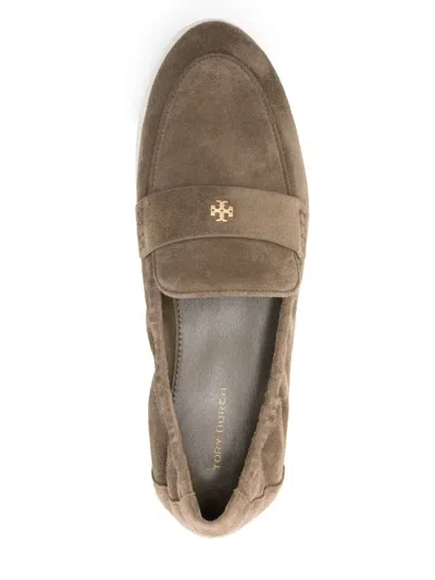 Tory Burch Slip-on Loafers With Suede Finish And Rubber Sole In Brown