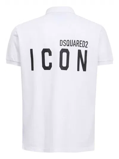 Dsquared2 Short Sleeve Cotton Polo Shirt In White