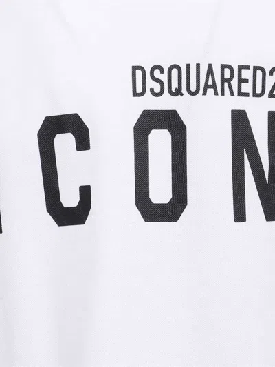 Dsquared2 Short Sleeve Cotton Polo Shirt In White