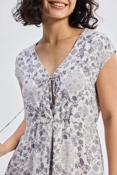 Reistor Deep V-neck Gathered Dress In Florals In Blooming Tiles