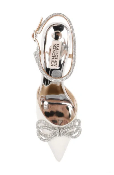 Badgley Mischka Collection Jasmine Pointed Toe Pump In White Crepe