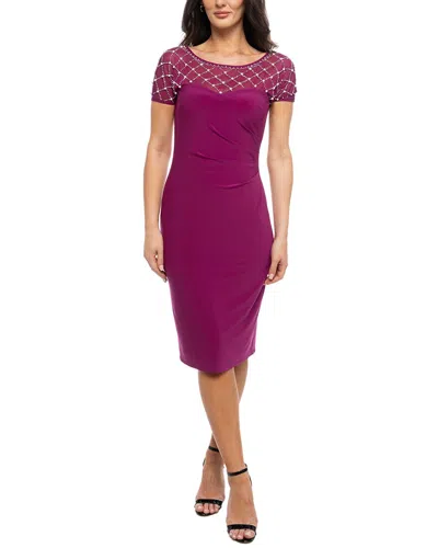 Marina Embellished Yoke Cocktail Dress In Pink