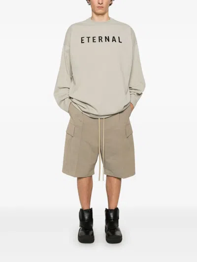 Fear Of God Grey T-shirt With Eternal Print On The Front And Logo Patch On The Back In Gray